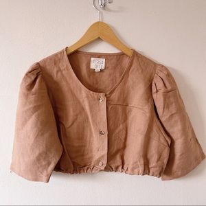 First Rite Cropped Button Blouse, XS